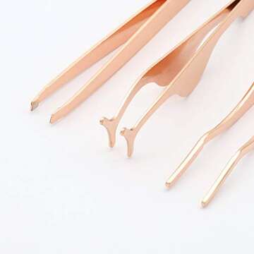 EMEDA 3pcs False Eyelash Applicator Tool Fake Lashes Tweezers Eyelashes Extension Tweezers Remover Clip Tweezers Nipper Eyelashes Tweezers for Strip Lashes Easy Lash Applicator Tools Kit （Rose Golden）