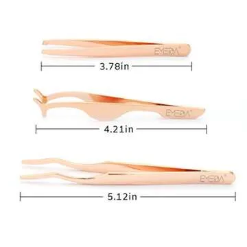 EMEDA 3pcs False Eyelash Applicator Tool Fake Lashes Tweezers Eyelashes Extension Tweezers Remover Clip Tweezers Nipper Eyelashes Tweezers for Strip Lashes Easy Lash Applicator Tools Kit （Rose Golden）