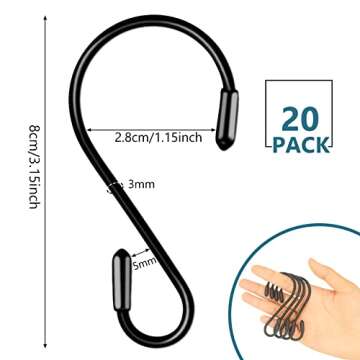 Mzekgxm 20 Pack 3.15 Inch S Hooks Stainless Steel Hanging Hooks Heavy Duty S Hooks for Hanging Kitch...