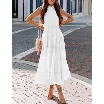 HAEOF Women’s Halter Maxi Dress - Perfect for Summer Events