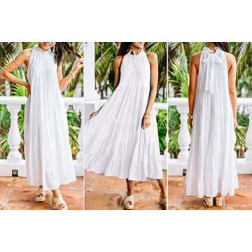 HAEOF Women’s Halter Maxi Dress - Perfect for Summer Events