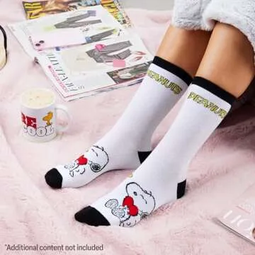 Peanuts Snoopy Mug and Socks Gift Set - Cute Ceramic Mug Calf Socks for Her