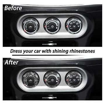 Rhinestone Car Bling Ring Sticker, Bling Car Accessories, Push to Start Button Start Engine Ring 1 Pcs(Black)