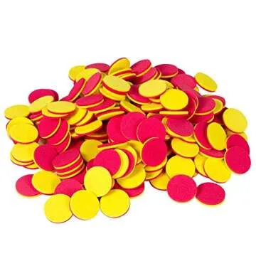 hand2mind Plastic Two-Color Counters, Red and Yellow Counters, Counting Manipulatvies, Math Counters for Kids, Counting Chips, Math Manipulatives, Bingo Chips, Counters for Kids Math (Set of 1000)