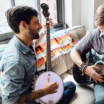 ADM Banjo 5 String Full Size Banjoes Set, 38 Inch Beginner Banjo Kit with Resonator, Remo Drum Head,...