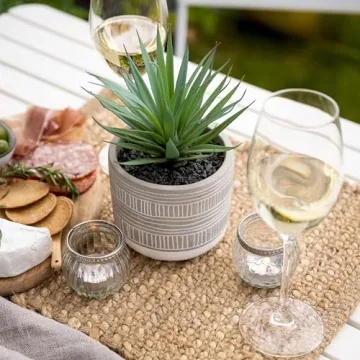 Kurrajong Farmhouse Artificial Plant | 8" Fake Plant for Desk Decor | Artificial Succulent in Pot | Fake Succulent | Faux Plant Indoor | Succulent Plant Artificial | Faux Succulent for Shelf Decor