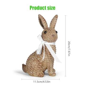 MicoSim Rattan Effect Resin Bunny Easter Decor,Table Rabbit Easter Decorations,Spring Bunnies Decora...