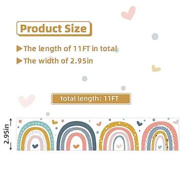 36ft Rainbow Bulletin Board Borders Scalloped Boho Bulletin Board Trim for School Office Classroom D...