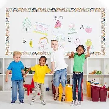 Colorful 36ft Boho Rainbow Bulletin Board Borders for Classrooms