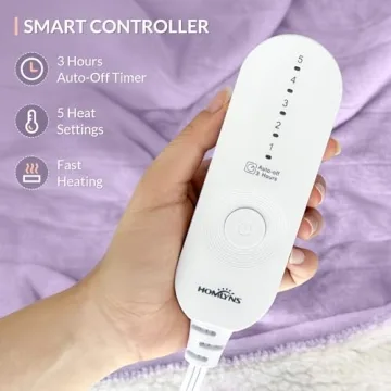 HOMLYNS LuxeHeat Heated Blanket Electric Blanket, Soft Flannel Sherpa Heated Throw, Heating Blanket with 5 Heat Settings, 3 hrs Timer Auto Shut Off (50x60 inches, Purple)