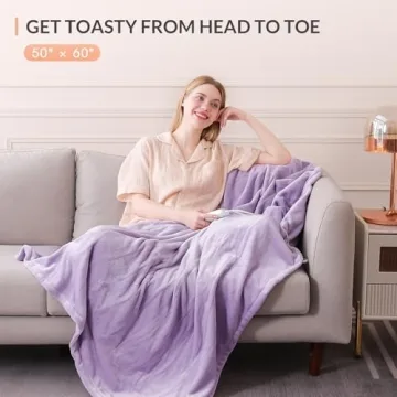 HOMLYNS LuxeHeat Heated Blanket Electric Blanket, Soft Flannel Sherpa Heated Throw, Heating Blanket with 5 Heat Settings, 3 hrs Timer Auto Shut Off (50x60 inches, Purple)