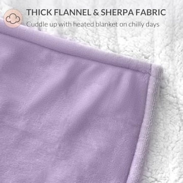 HOMLYNS LuxeHeat Heated Blanket Electric Blanket, Soft Flannel Sherpa Heated Throw, Heating Blanket with 5 Heat Settings, 3 hrs Timer Auto Shut Off (50x60 inches, Purple)
