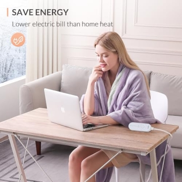 HOMLYNS LuxeHeat Heated Blanket Electric Blanket, Soft Flannel Sherpa Heated Throw, Heating Blanket with 5 Heat Settings, 3 hrs Timer Auto Shut Off (50x60 inches, Purple)