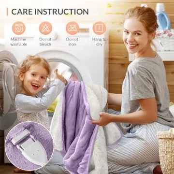 HOMLYNS LuxeHeat Heated Blanket Electric Blanket, Soft Flannel Sherpa Heated Throw, Heating Blanket with 5 Heat Settings, 3 hrs Timer Auto Shut Off (50x60 inches, Purple)