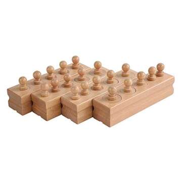 Adena Montessori Mini-Cylinder Block (Set of 4) Materials Sensorial Educational Tools Preschool Earl...