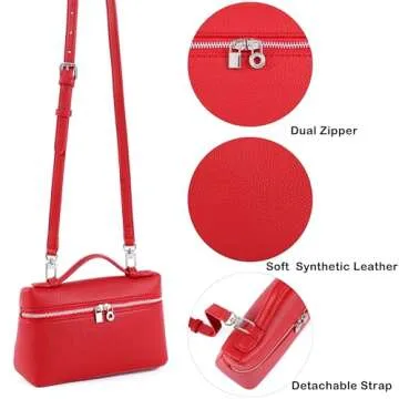 Rejolly Crossbody Bag for Women Small Top-Handle Pouch Purse Designer Shoulder Handbag Quiet Luxury Leather Trendy Purse Red
