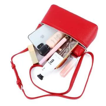 Rejolly Crossbody Bag for Women Small Top-Handle Pouch Purse Designer Shoulder Handbag Quiet Luxury Leather Trendy Purse Red