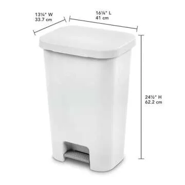 Sterilite 11.9 Gallon StepOn Wastebasket with Lid – Convenient, Space-efficient Trash Solution for...
