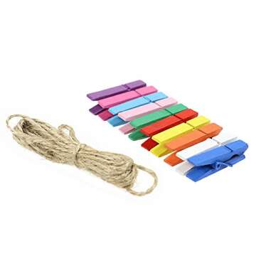 Chosky DIY Paper Photo Frame Multi- Colors Wall Deco Hanging Picture Frames with Clips and Ropes Fits 5"x 7" Pictures 30pcs for Home,College, Office