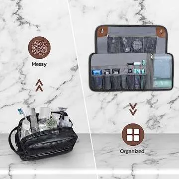 Stylish Travel Toiletry Bag for Men & Women - Roll Organizer