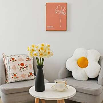 Mandy's 12pcs White Fake Flowers Artificial Daffodils Flowers 16" for Mother's Day Easter Party Home Decoration New Year Spring