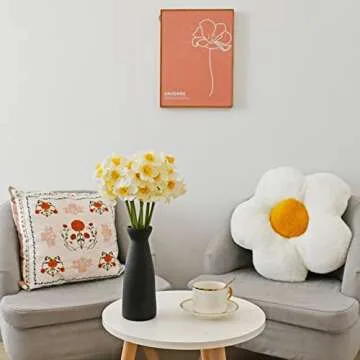 Mandy's 12pcs White Fake Flowers Artificial Daffodils Flowers 16" for Mother's Day Easter Party Home Decoration New Year Spring