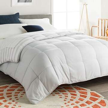 LINENSPA Reversible Down Alternative Comforter and Duvet Insert - All-Season Comforter - Box Stitche...