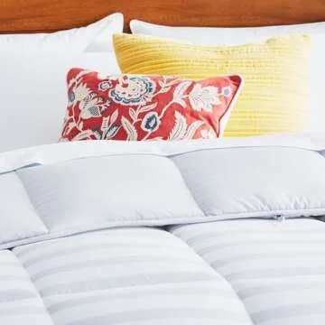 LINENSPA Reversible Down Alternative Comforter and Duvet Insert - All-Season Comforter - Box Stitched Comforter - Bedding for Kids, Teens, and Adults – Grey/White Stripe - King