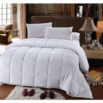 Royal Hotel Bedding White Down Alternative King Comforter with Corner Tabs - Hypoallergenic All-Seas...