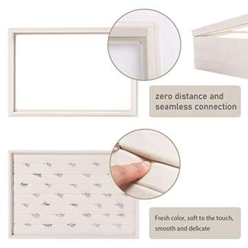 Coward Stackable Jewelry Trays Organizer Set with Clear Lid, Trays for Drawer, Earring Necklace Bracelet Ring Display Organizer (beige(ring+12girds+30girds+The glass lid))