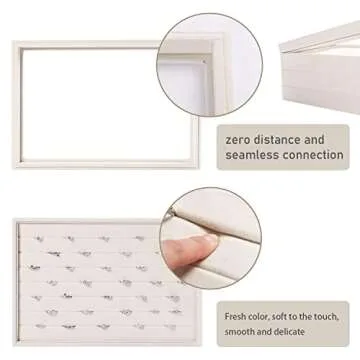 Coward Stackable Jewelry Trays Organizer Set with Clear Lid, Trays for Drawer, Earring Necklace Bracelet Ring Display Organizer (beige(ring+12girds+30girds+The glass lid))