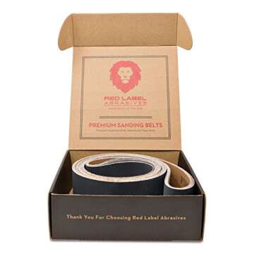 Red Label Abrasives 2 X 72 Inch Silicon Carbide Extra Fine Grit Sanding Belts 600, 800, 1000 Grits, ...