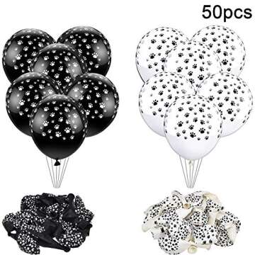 Gejoy 50 Pieces Dog Paw Print Balloons 12 Inch Latex Balloons Party Decorative Balloons for Birthday Baby Shower Dog Theme Party Supplies