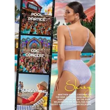 Glitter Rave Outfits for Women - Festival Metallic Swimwear