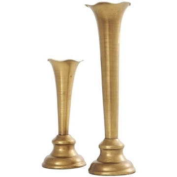 The Novogratz Metal Tapered Candle Holder with Tulip Style Opening, Set of 2 11", 8" H, Gold