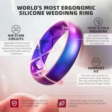 Egnaro Silicone Anniversary Ring Women, Breathable Design Womens Silicone Wedding Rings, 4mm Width -...