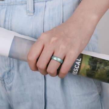 Egnaro Silicone Anniversary Ring Women, Breathable Design Womens Silicone Wedding Rings, 4mm Width - 1.5mm Thickness Rubber Wedding Bands Women - 1/4/5/7/8 Engagement Rings for Work Out