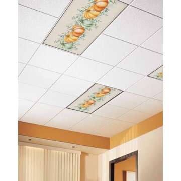 Wowouhiya Fall Orange Green Pumpkins 4 Pack Fluorescent Light Cover for Ceiling Lights, Thanksgiving...