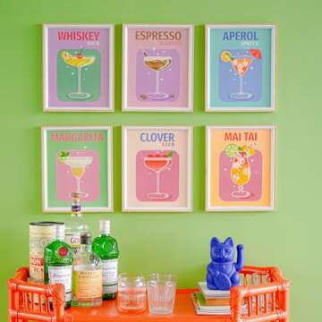 Jack Meets Kate Bar Signs, Home Bar Wall Art Prints, 6pcs, 8"x10", Unframed