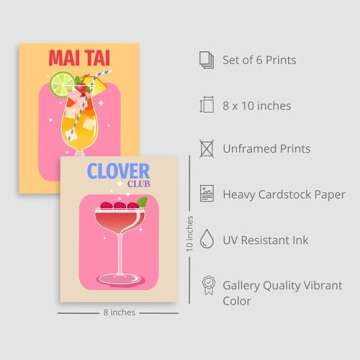 Jack Meets Kate Bar Signs, Home Bar Wall Art Prints, 6pcs, 8"x10", Unframed