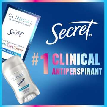 Secret Clinical Strength Antiperspirant Deodorant for Women, Stress Response, 3X Stress Protection, 72hr Sweat & Odor Protection, PH Balancing Minerals, Invisible Solid, 1.6 oz (Pack of 3)