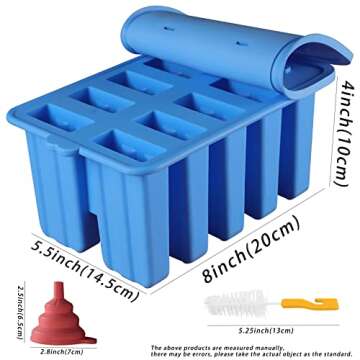Silicone Popsicles Molds,Popcylce Molds,Food Grade Reusable Popsicle Molds for Kids,Homemade Popsicles Molds,Ice Cream Mold,Ice Pop Molds Maker with Popsicle Stick,Popsicle Bag,Funnel (Blue)
