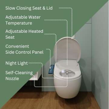 Inus N31 Electric Heated Bidet Toilet Seat Elongated, Warm Water, Smart Heated Water Luxury Bidet To...