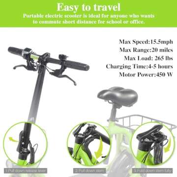 SEHOMY Electric Scooter with Seat for Adults - 450W Motor, Foldable Design