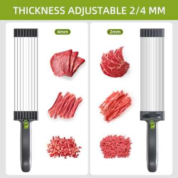 Fresh Meat Slicer, Thickness Adjustable 2 or 4 mm, 17 IN 1 Stainless Steel Cleaver Kitchen Knife, Ma...
