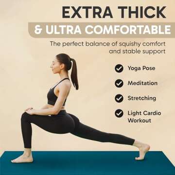 Gorilla Mats Premium Large Yoga Mat – 6' x 4' x 8mm Extra Thick & Ultra Comfortable, Non-Slip Barefoot Exercise Mat – Works Great on Any Floor for Stretching, Cardio or Home Workouts