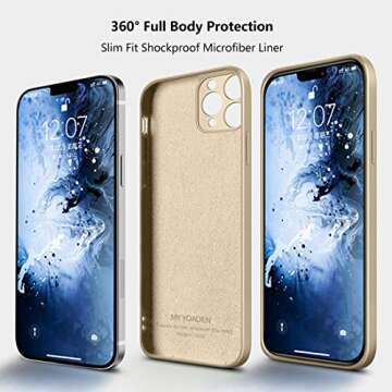 Liquid Silicone Case Compatible with iPhone 12 Pro Max 6.7 Inch, Slim Soft Comfortable Grip Anti Scratch Gel Rubber with Microfiber Liner Shockproof Full Body Cover Drop Protective Bumper Case, Khaki