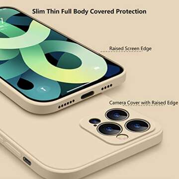 Liquid Silicone Case Compatible with iPhone 12 Pro Max 6.7 Inch, Slim Soft Comfortable Grip Anti Scratch Gel Rubber with Microfiber Liner Shockproof Full Body Cover Drop Protective Bumper Case, Khaki