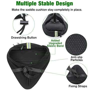 Zacro Wide Bike Seat Cushion, Gel Padded Large Bike Seat Cover for Men Women Comfort, Extra Soft Padding Bicycle Saddle Fit for Peloton, Spin Stationary Exercise, Mountain Road Cycling Bike