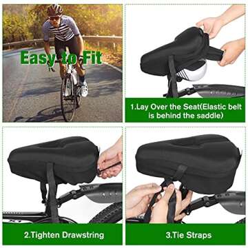 Zacro Wide Bike Seat Cushion, Gel Padded Large Bike Seat Cover for Men Women Comfort, Extra Soft Padding Bicycle Saddle Fit for Peloton, Spin Stationary Exercise, Mountain Road Cycling Bike